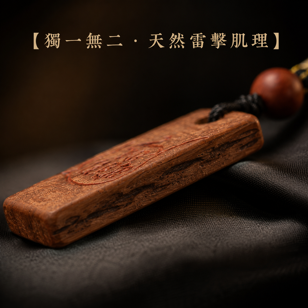 【玄運阁】天然雷擊棗木紫微諱吊墜｜傳統道家文化手作木質飾品