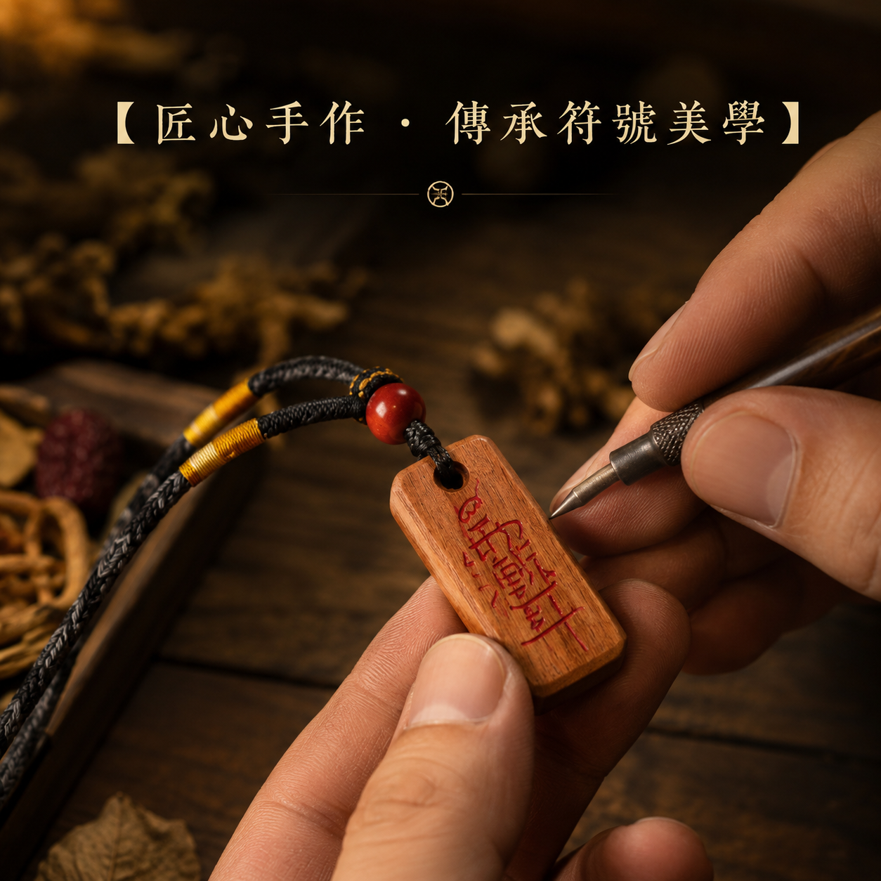 【玄運阁】天然雷擊棗木紫微諱吊墜｜傳統道家文化手作木質飾品