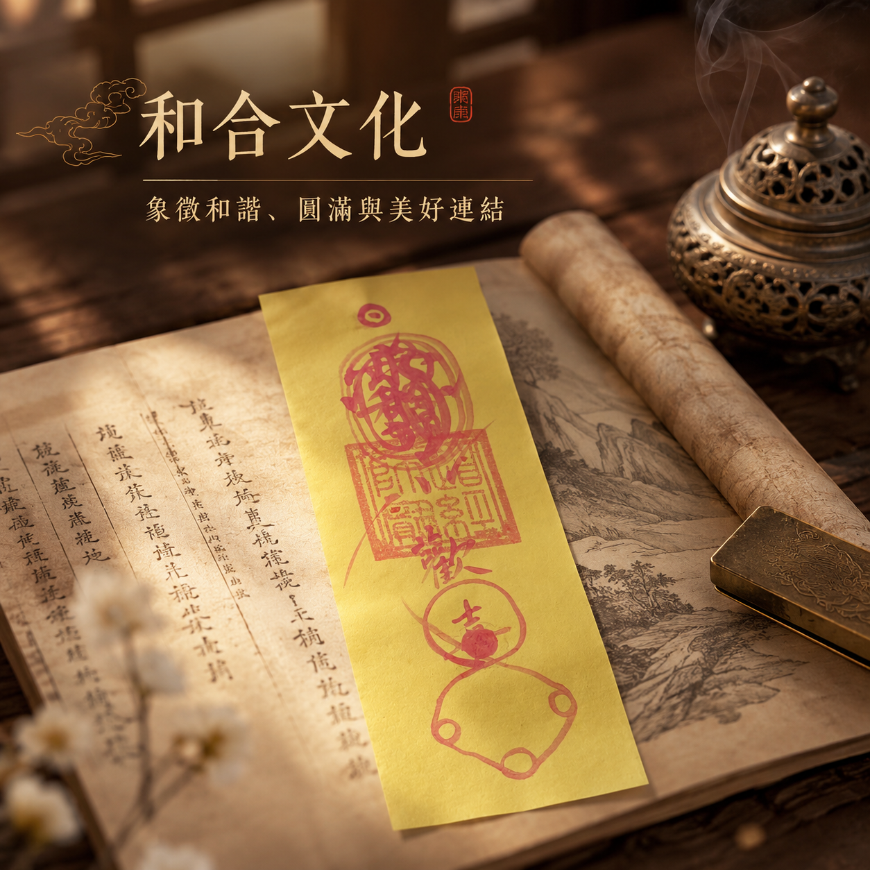 【玄運阁】道家手繪和合符｜傳統和合文化符箓｜人緣關係祝福收藏品