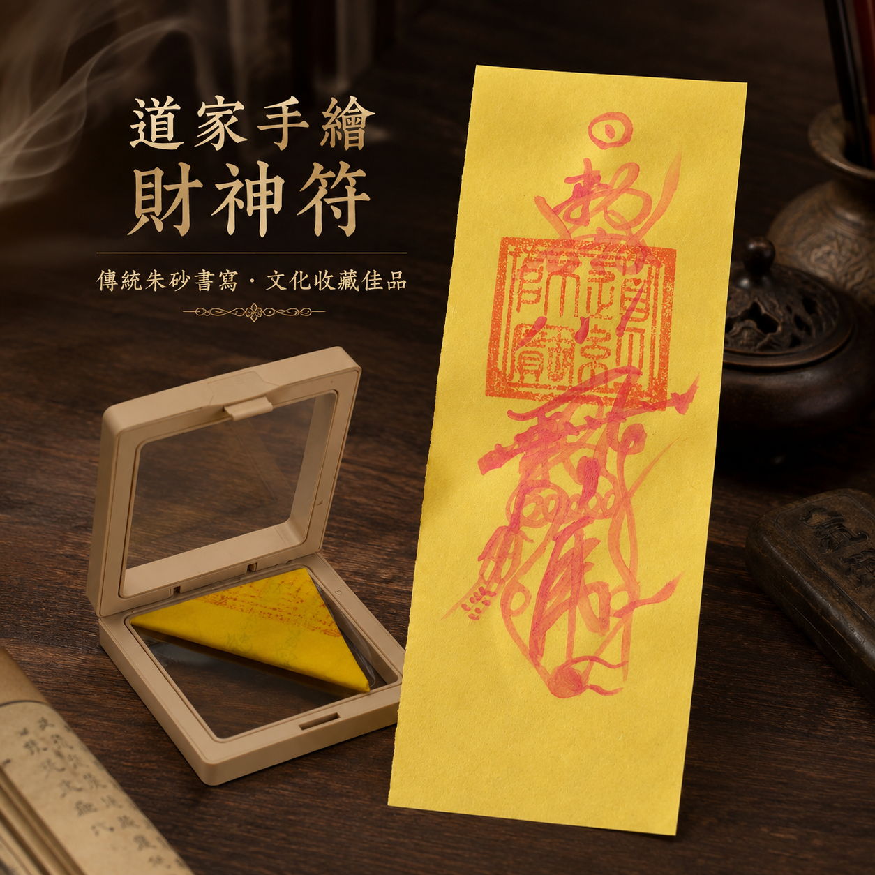 【玄運阁】道家手繪財神符｜趙公明元帥文化符箓｜傳統祝福收藏品
